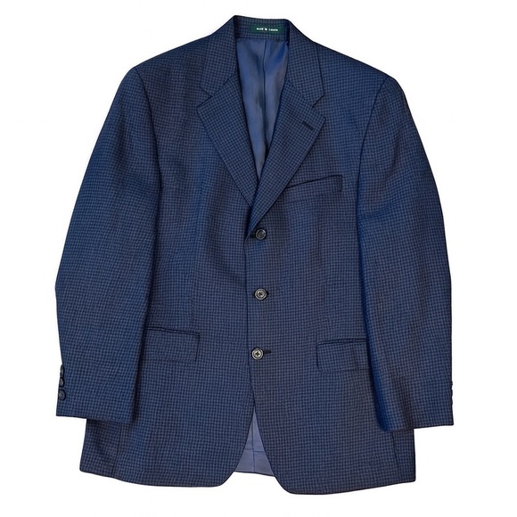 Lauren Ralph Lauren blue mini check bamboo/wool Sportscoat Blazer size 40R